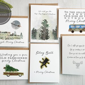 Lustige Weihnachts-Urlaubs-Grußkarten-Set 6 DIGITALER DOWNLOAD