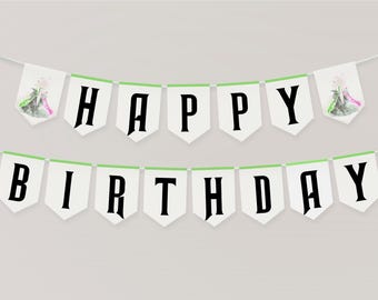 Wicked themed birthday banner, digital download