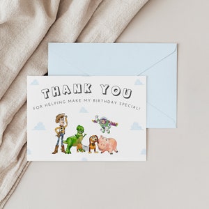 Carte de voeux aquarelle d'anniversaire de personnages de Toy Story, TÉLÉCHARGEMENT NUMÉRIQUE