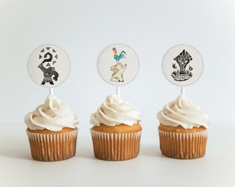 Moana themed Cupcake Toppers, digital download