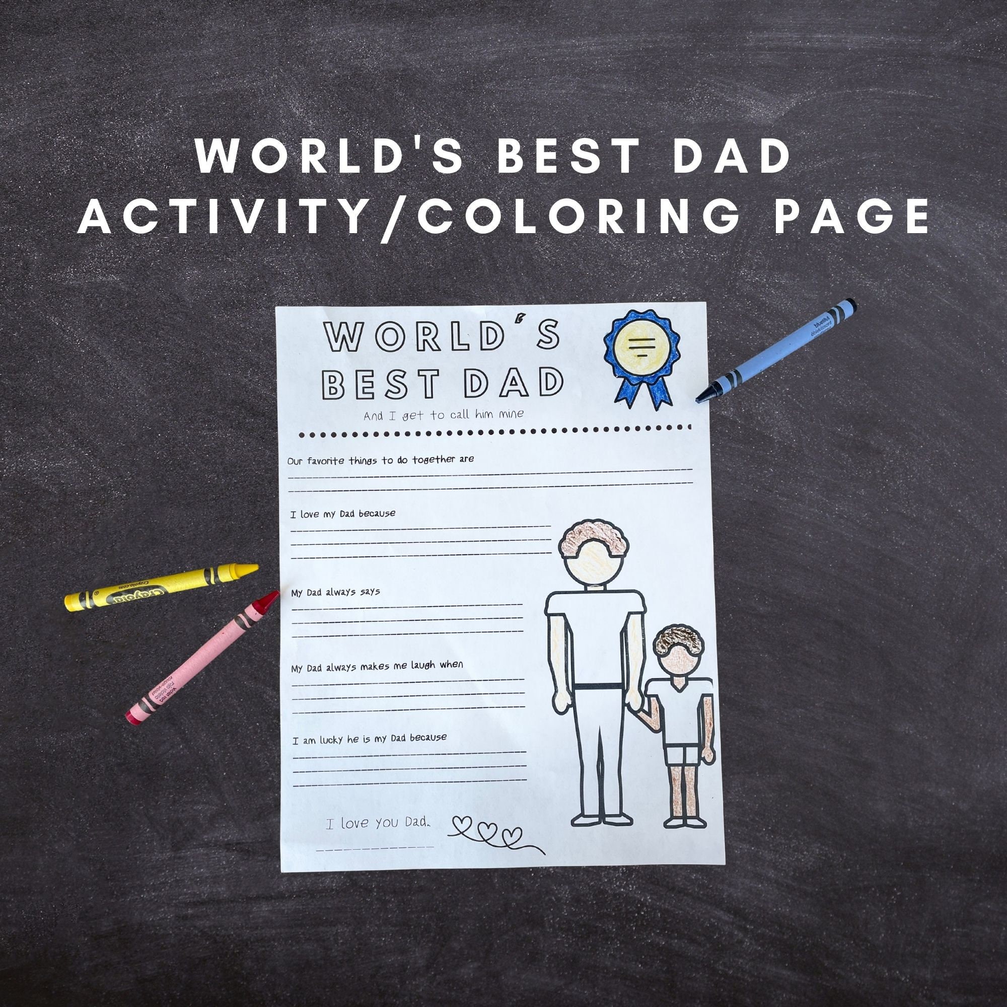 World's Best Dad Activity/coloring Page Printable (son) - Etsy