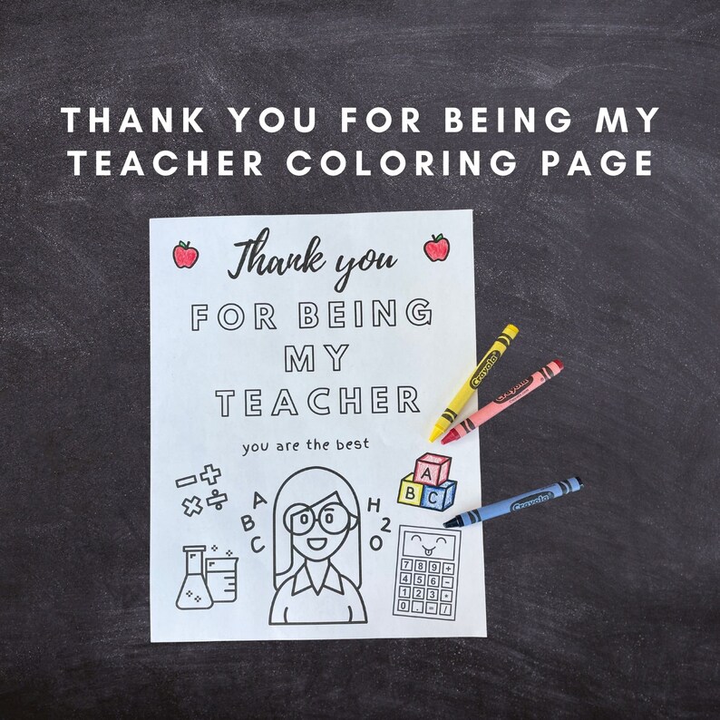 Thank You for Being My Teacher Coloring Page female Version - Etsy