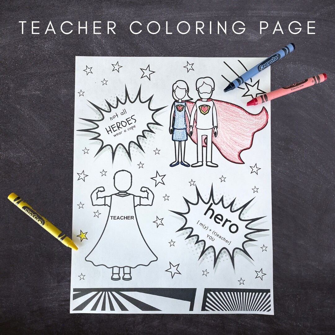 Hero Teacher Coloring Page - Etsy
