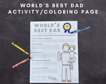 World's Best Dad Activity/Coloring Page Printable (daughter)