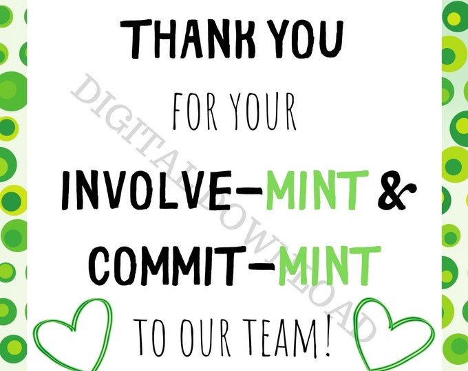 Thank You Mint Printable - Etsy Canada