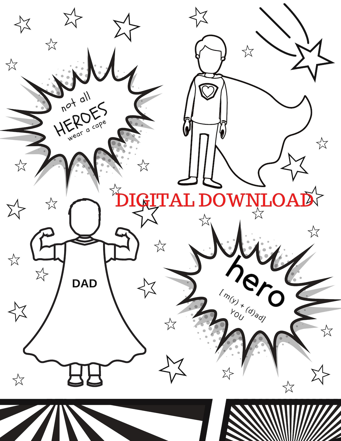 Dad Superhero Coloring Page - Etsy