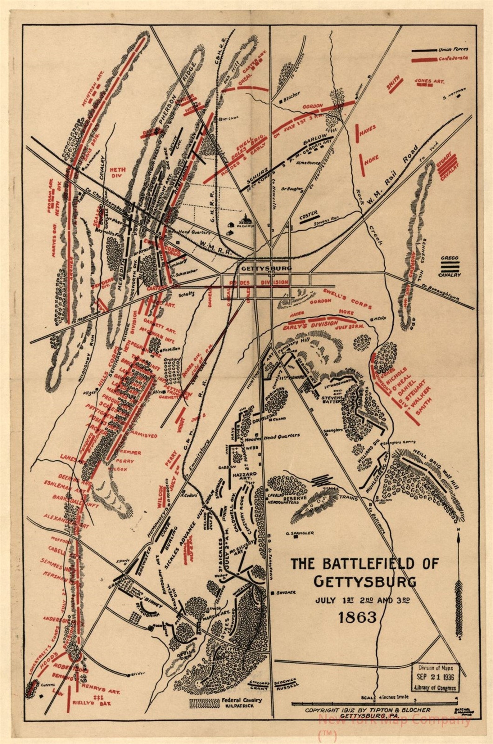 Map 1863 Map the Battlefield of Gettysburg July 1st 2nd | Etsy