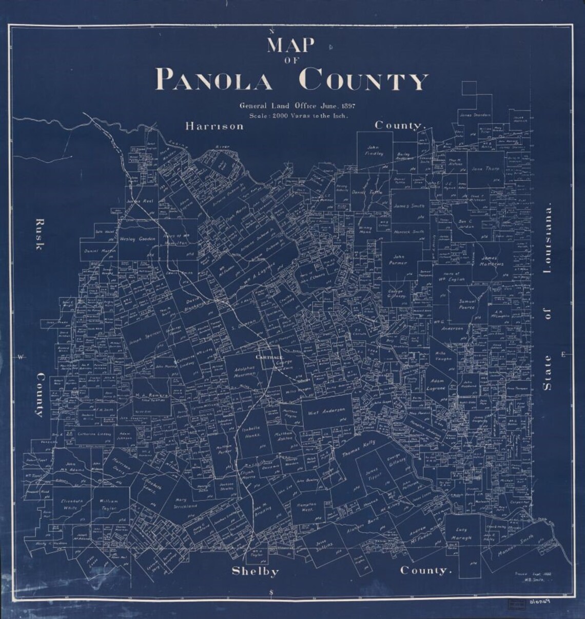Map 1897 1932 Map of Panola County Traced September 1932 Etsy
