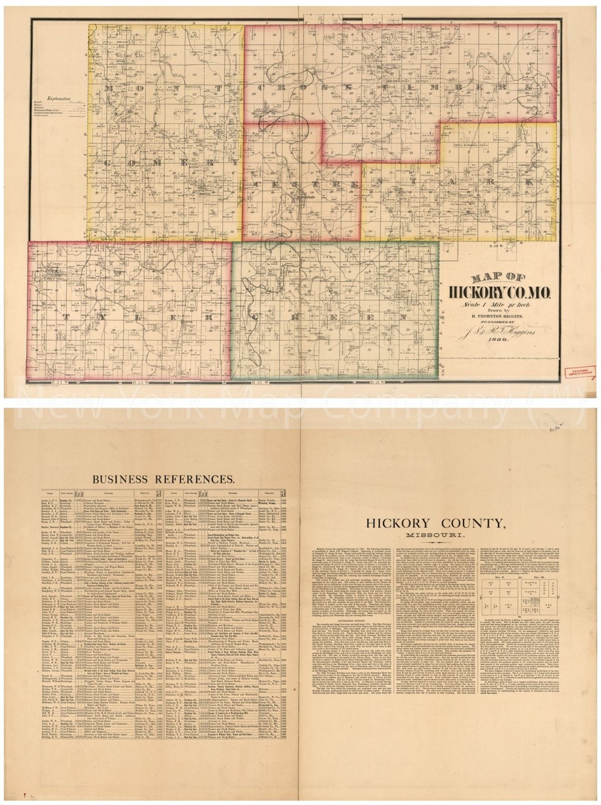 1880 Map of Hickory Co. Mo Cadastral Hickory County Etsy