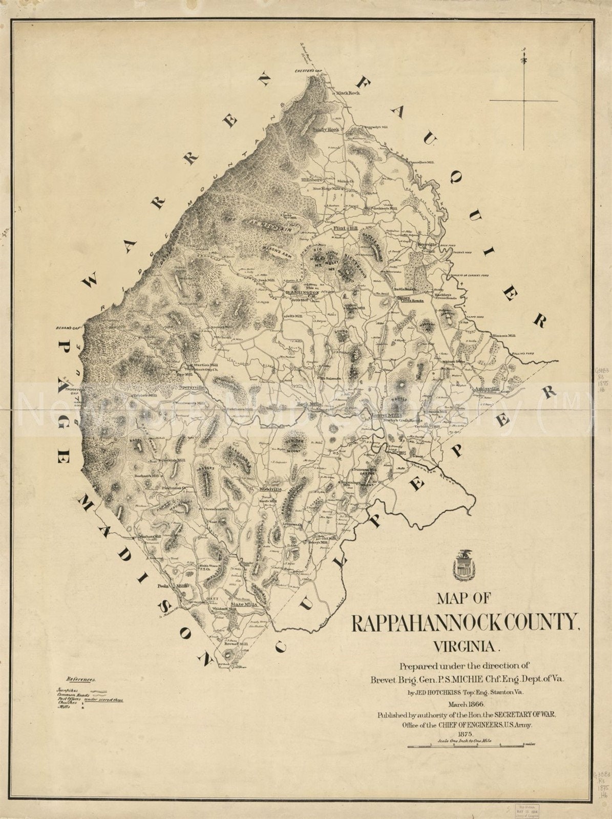 Rappahannock County Parcel Map 1866 Map Of Rappahannock County Virginia Cadastral | Etsy
