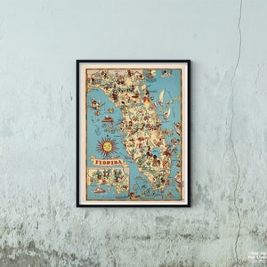 Map|Florida. 1935|Historic Antique Vintage Reprint|18x24|Ready to Frame