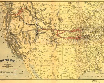 Original Union Pacific Railroad Map Map: 1900 Map The Union Pacific System Of Railroad And - Etsy