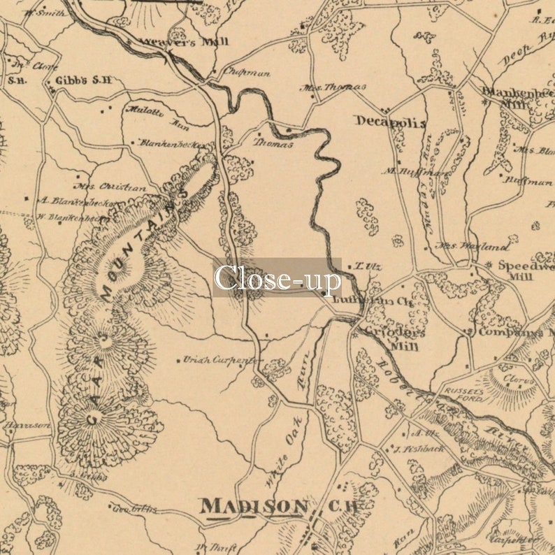 Map 1875 Map Virginia Madison of Madison County Virginia Etsy