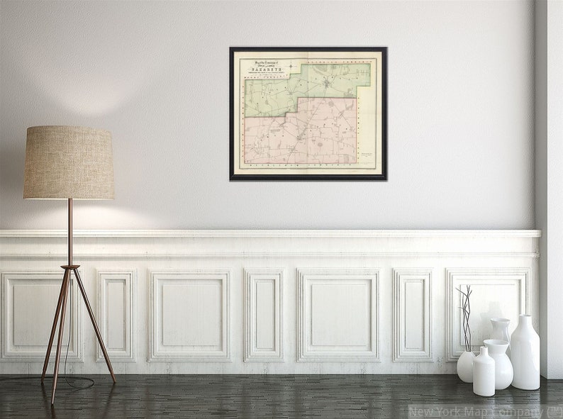 Map 1850 Map of the Townships of Upper and Lower Nazareth Etsy