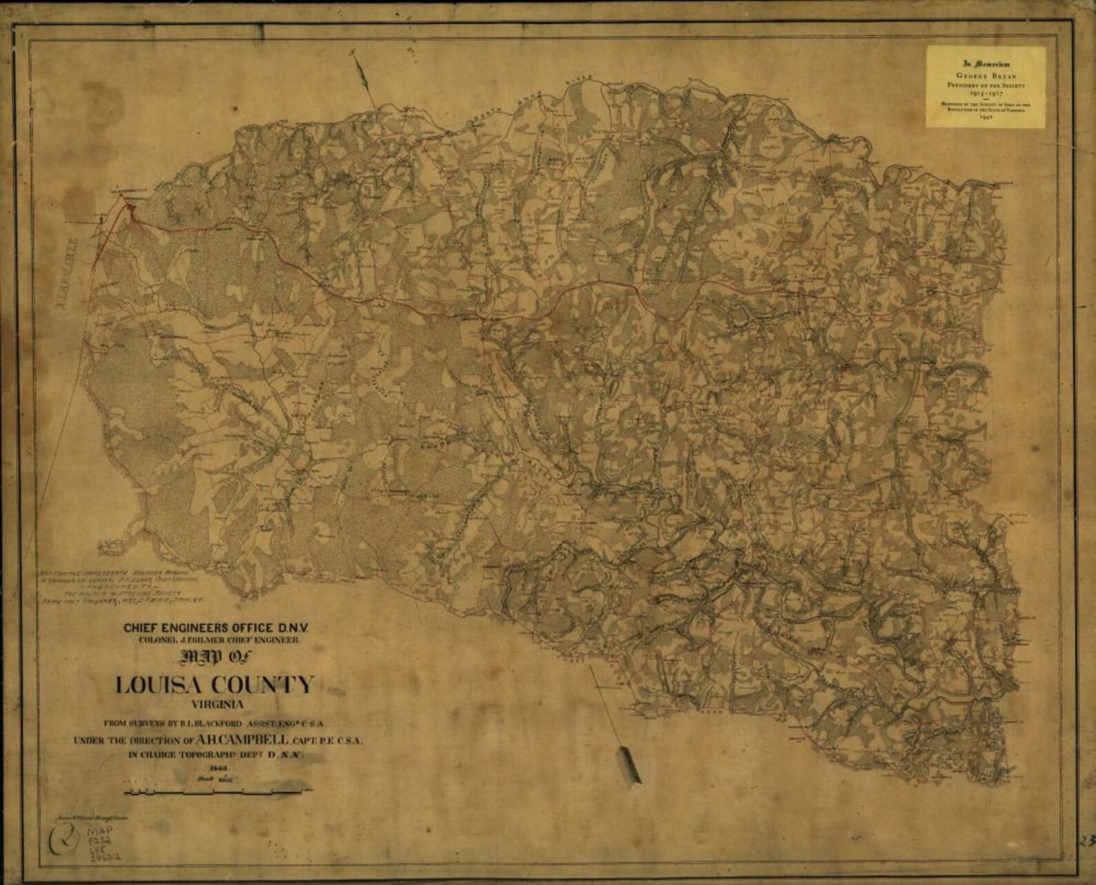 1863 Map of Louisa County Virginia. Map From the Confederate Etsy