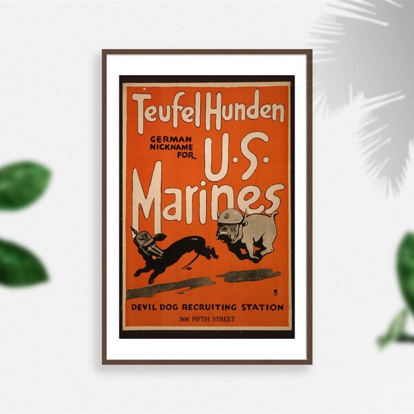 Teufel hunden, German nickname for U.S. Marines Devil dog recruiting station, 506 Fifth Street /