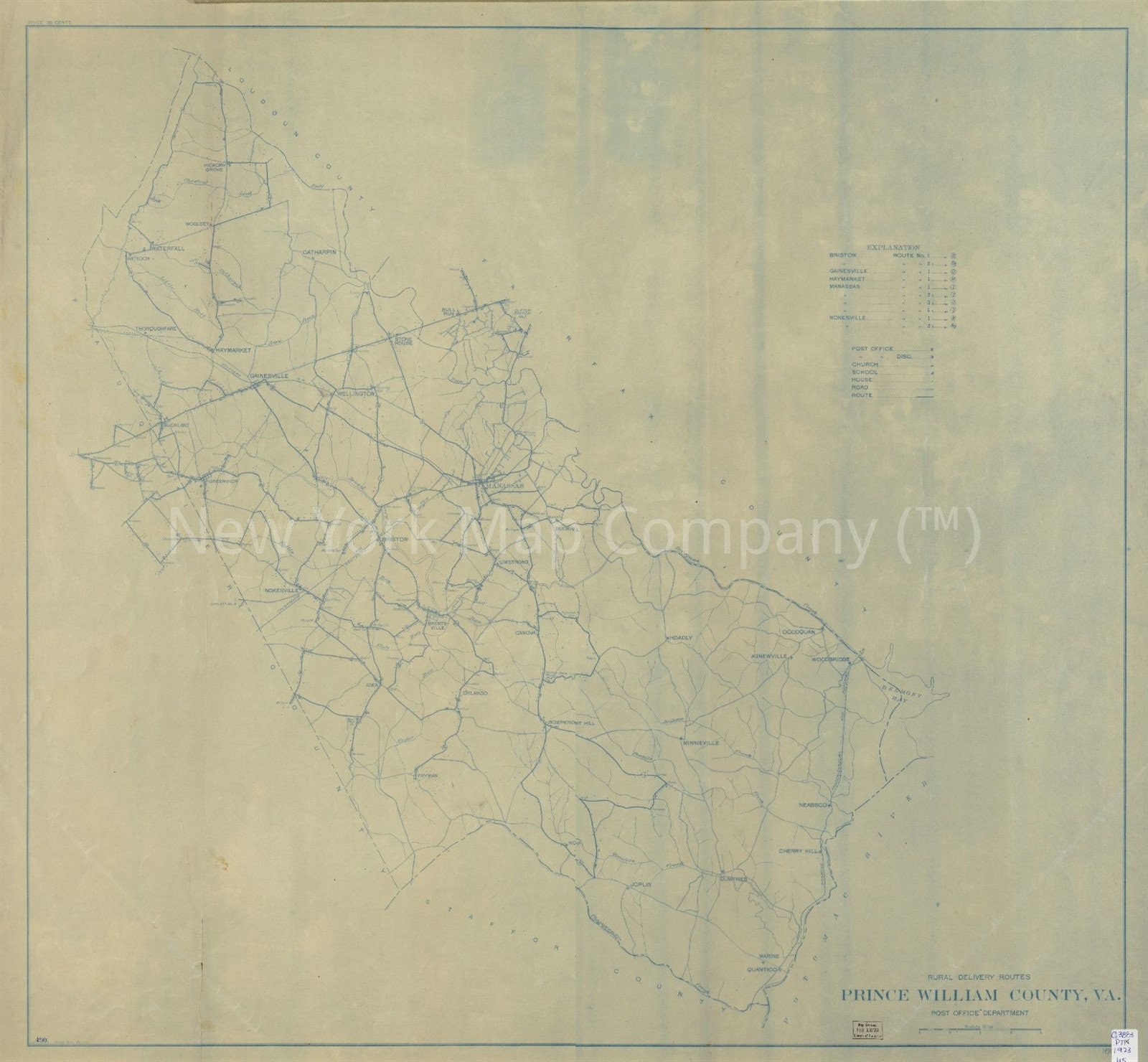 Map 1923 Map Prince William County Va Postal Service | Etsy