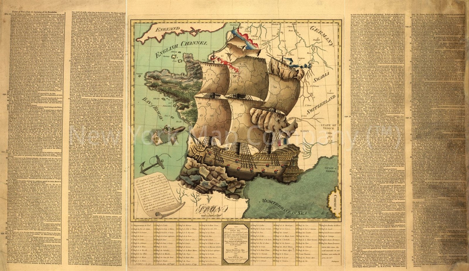 1795 to 1796 Map The Kingdom of France is represented under Etsy
