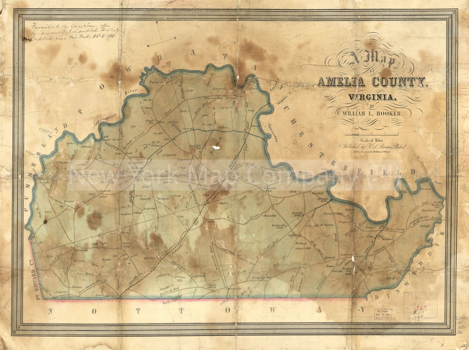 Map 1850 Map of Amelia County Virginia Amelia County Etsy