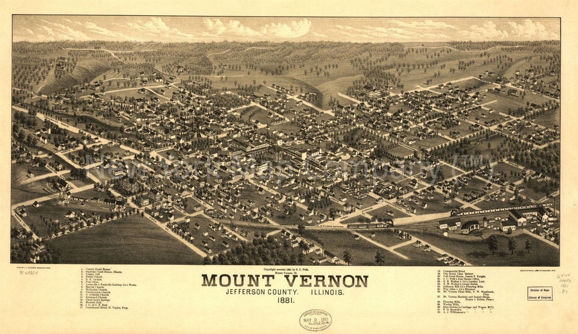 Map 1881 Map Mount Vernon Jefferson County Illinois 1881. Etsy