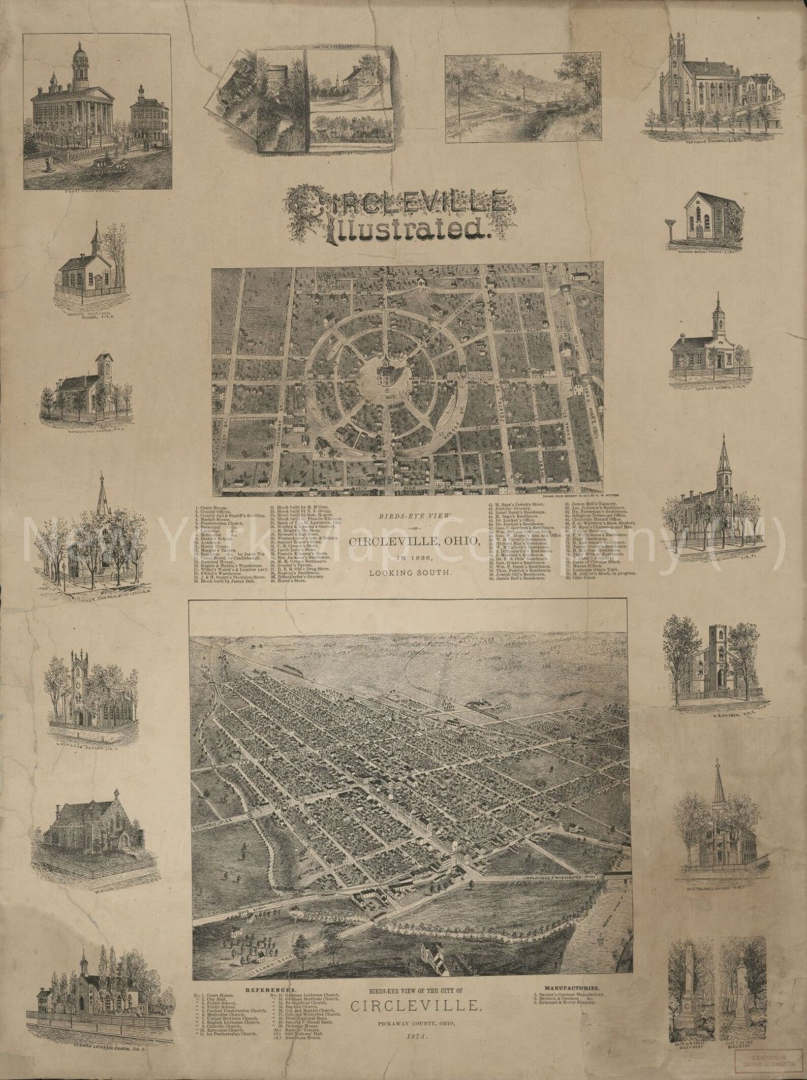 1878 Map Circleville Illustrated Circleville Circleville Etsy