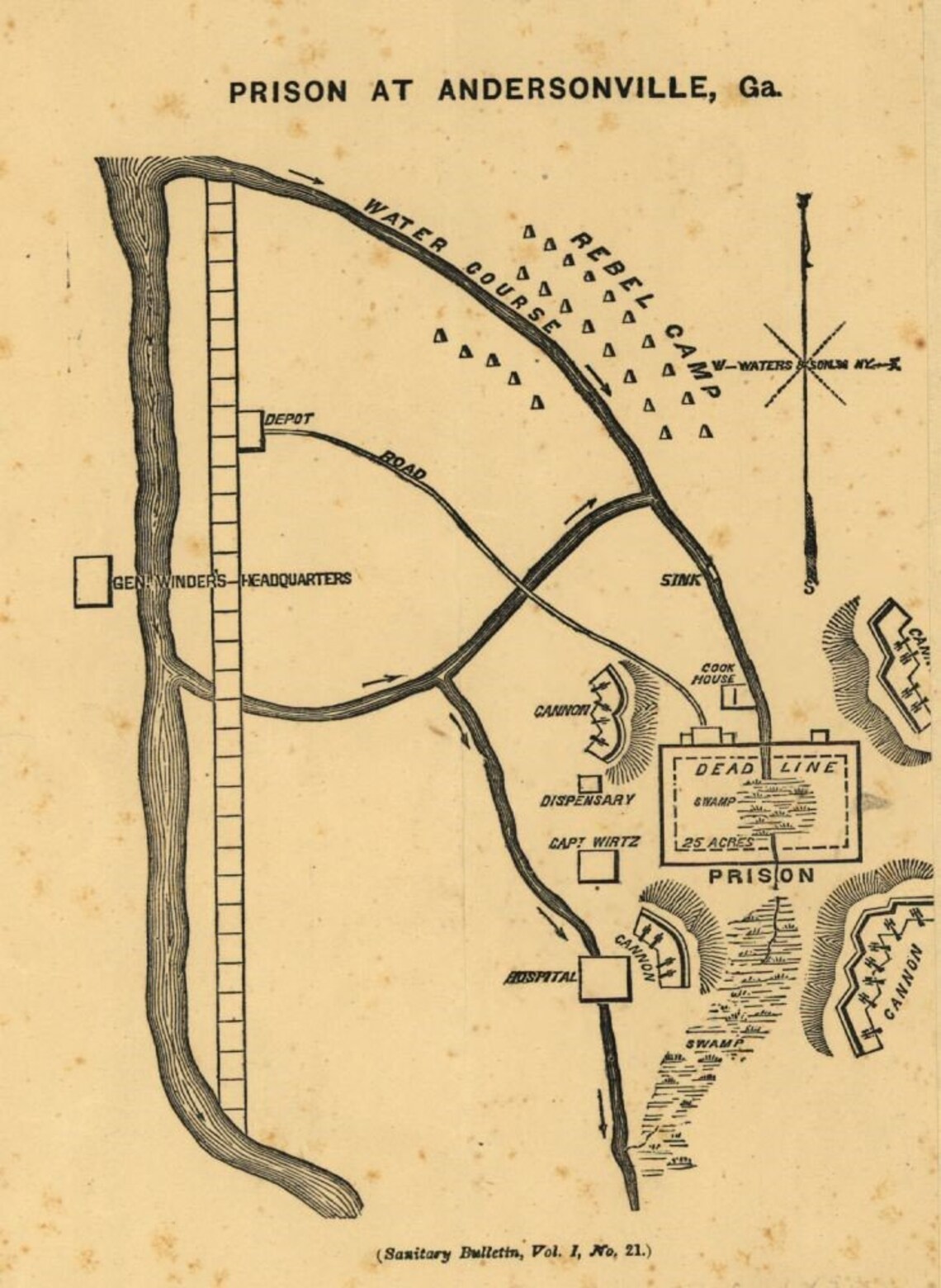 1864 Map Prison at Andersonville Ga. Dead Line. Map Etsy