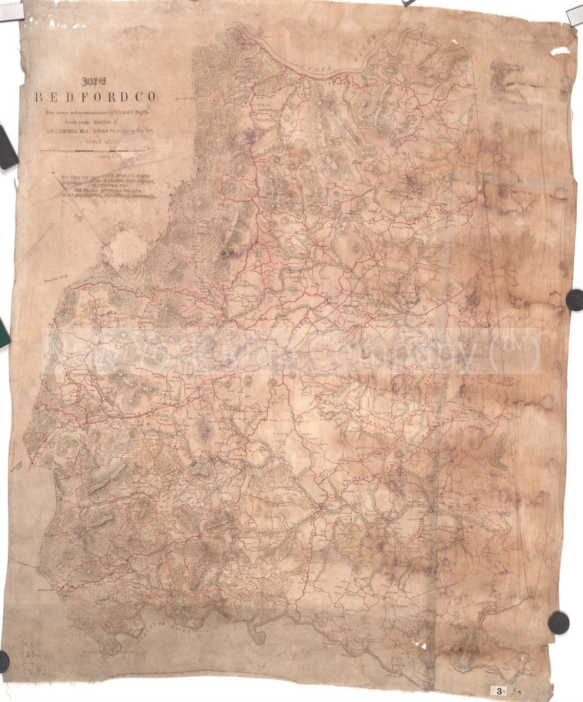 1864 Map of Bedford Co Bedford County Bedford County Va Etsy