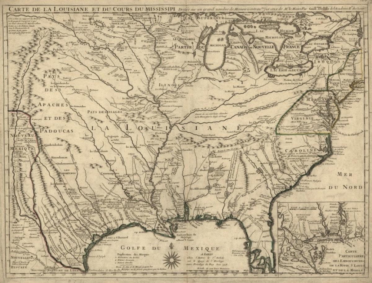 1718 Map Carte De La Louisiane Et Du Cours Du Mississipi I.e. Etsy