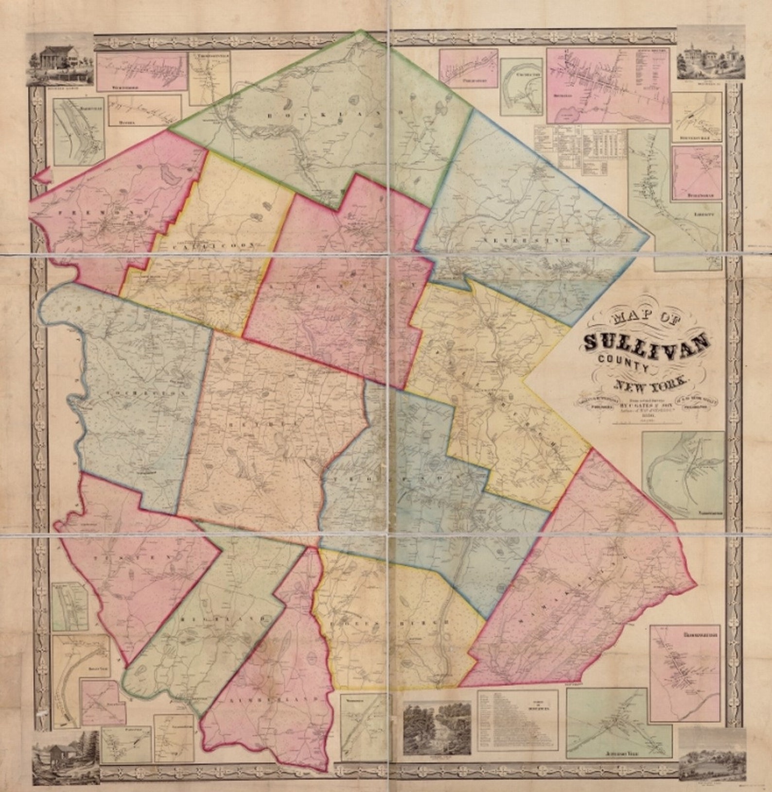 Map 1856 Map of Sullivan County New York From Actual Surveys Etsy