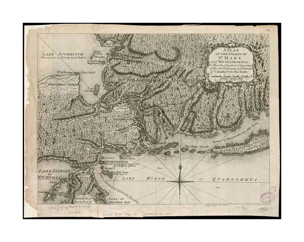 1761 Map Michigan Chippewa Saint Marys River Straits of Etsy