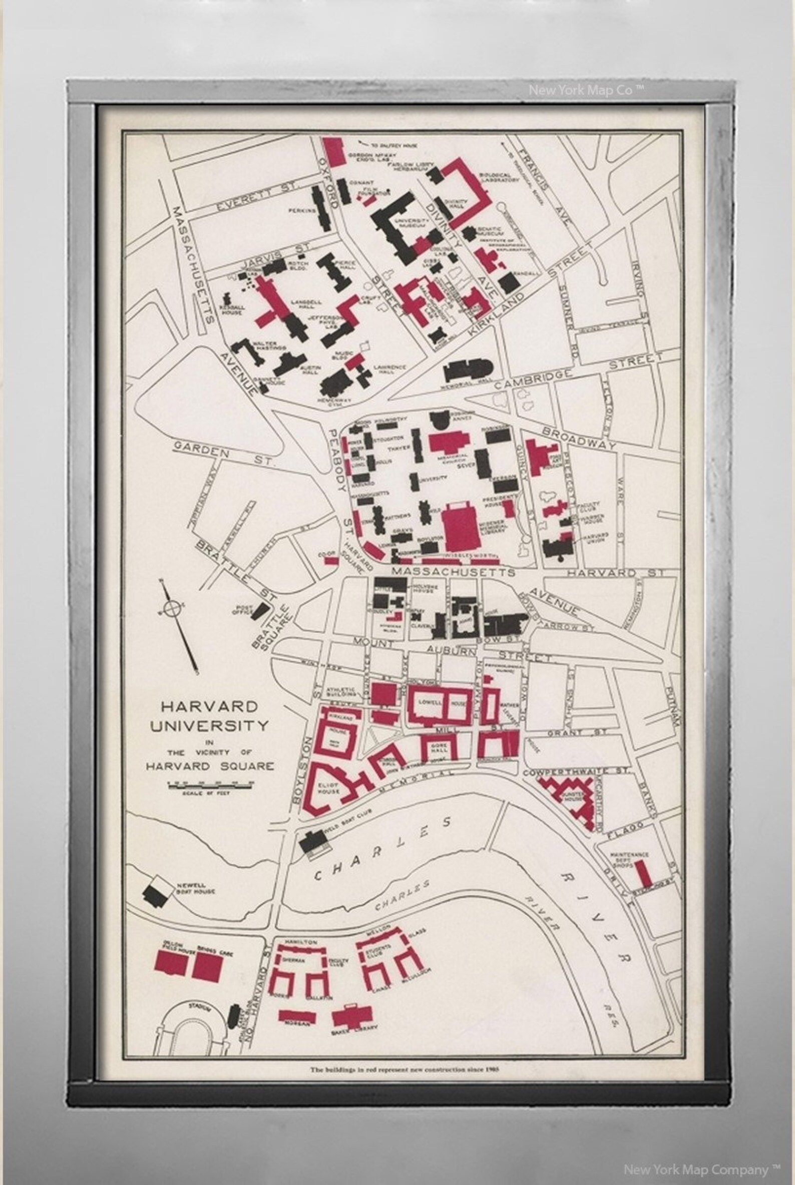 Map Harvard University and Harvard Square Etsy