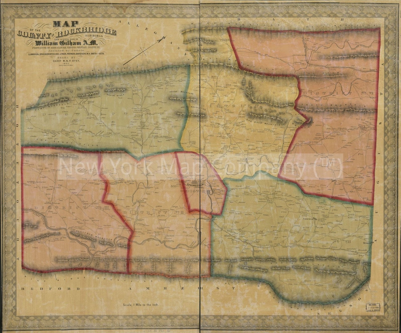 Map 1860 Map of the county of Rockbridge Virginia | Etsy