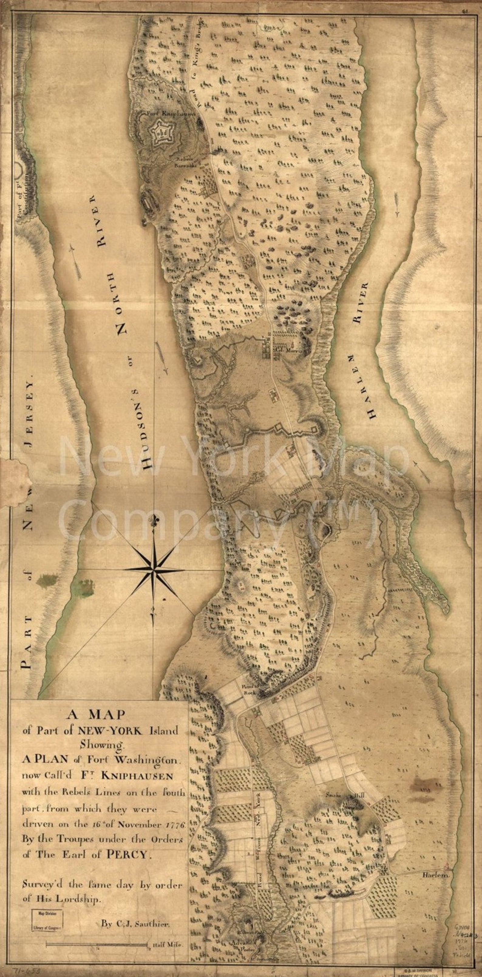 1776 Map A Map of Part of New-york Island Showing a Plan of - Etsy