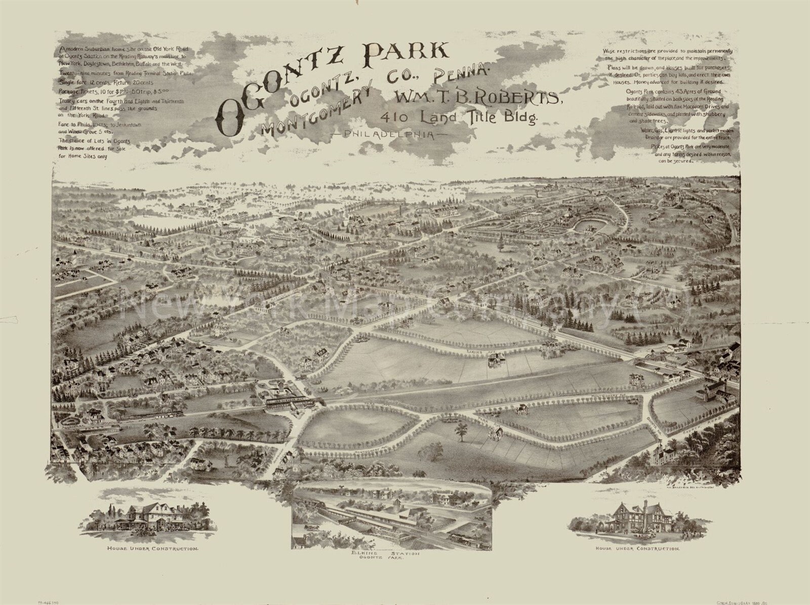 Map 1880 Map Ogontz Park Ogontz Montgomery Co. Penna. Wm. Etsy