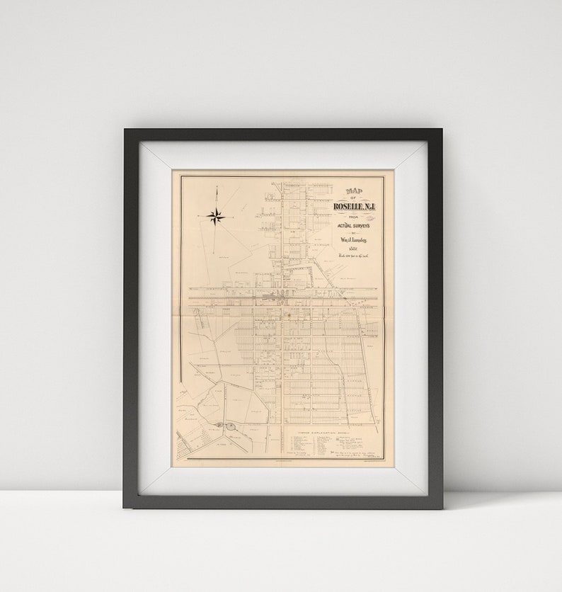 Map 1887 Map of Roselle N.J. From Actual Surveys Etsy