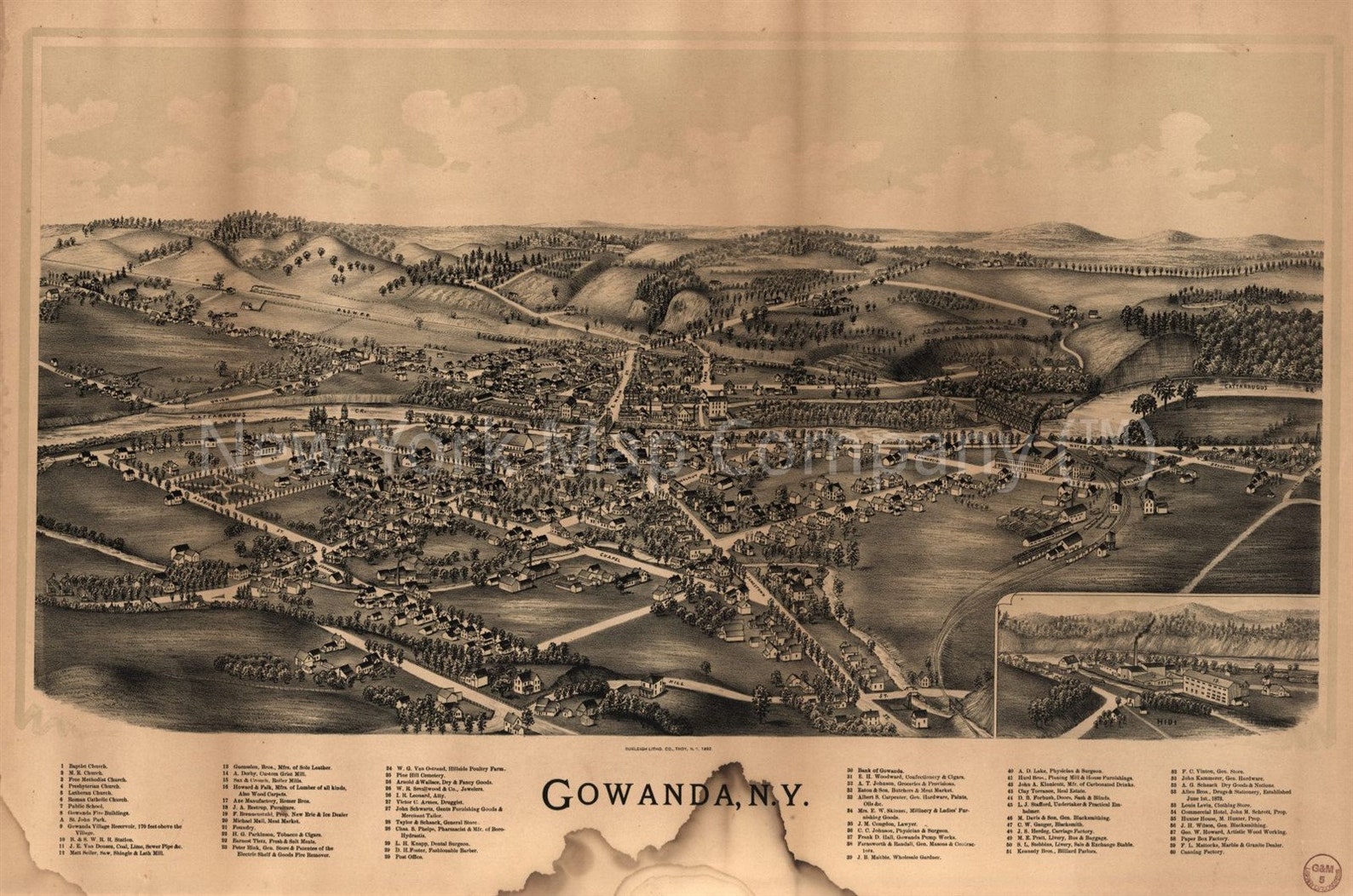 Map 1892 Map Gowanda N.Y Gowanda Gowanda N.Y New York Etsy