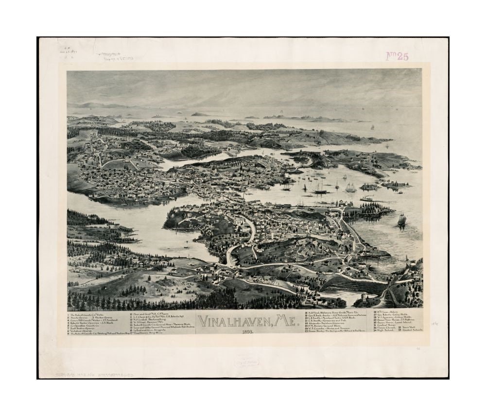 Map 1893 Map Maine Knox Vinalhaven Island Vinalhaven Me Etsy UK