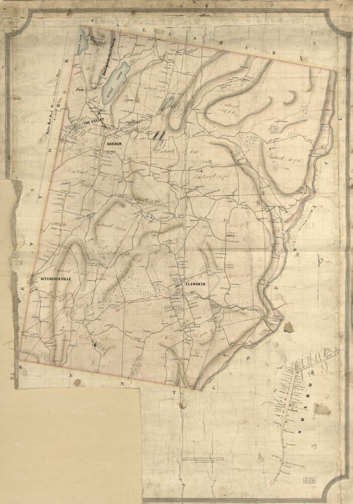 Map 1852 Map Map of the Town of Sharon Litchfield County Etsy