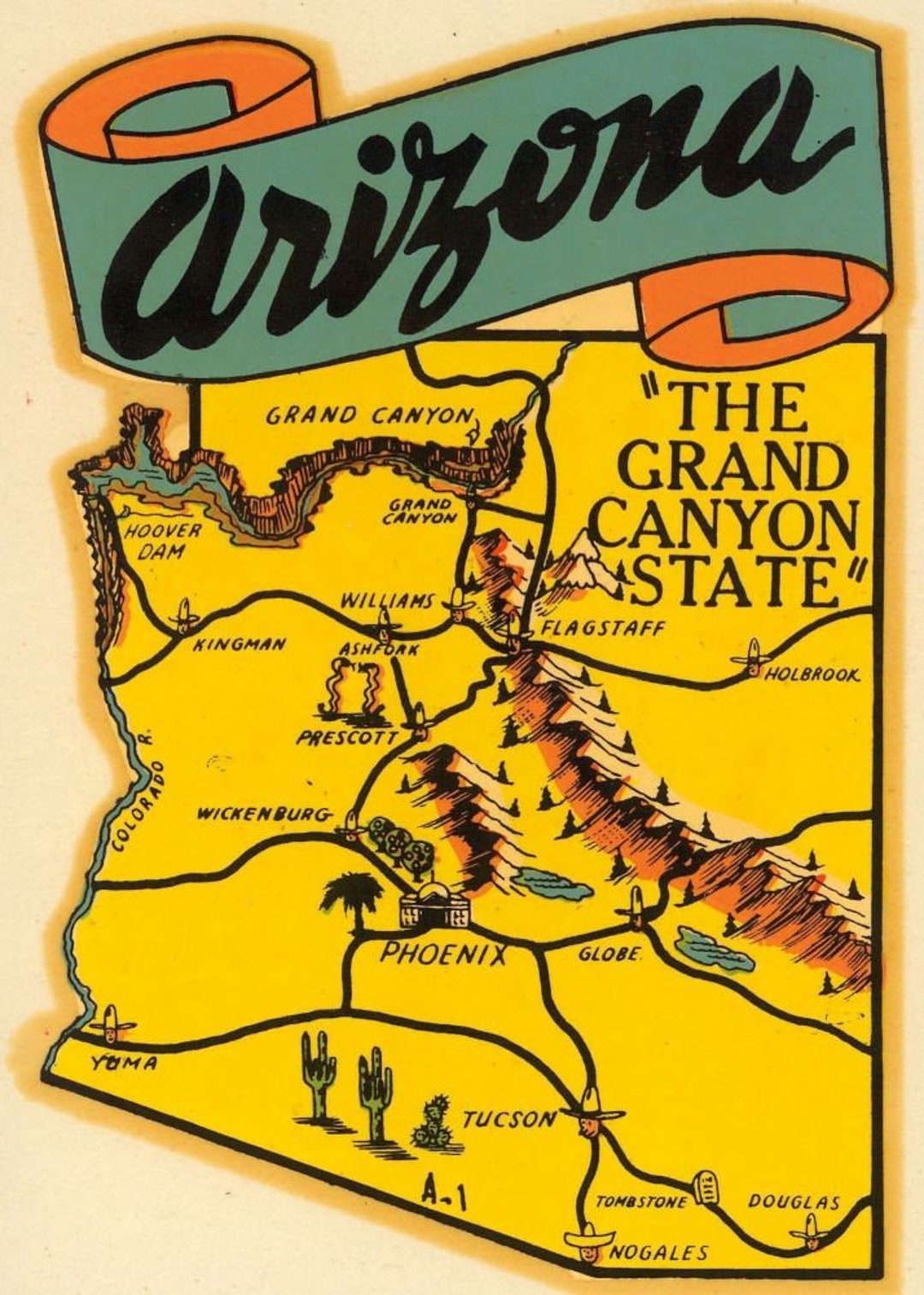 1950 Map of Covers Arizona 1000 Piece Adult Jigsaw Puzzle Etsy