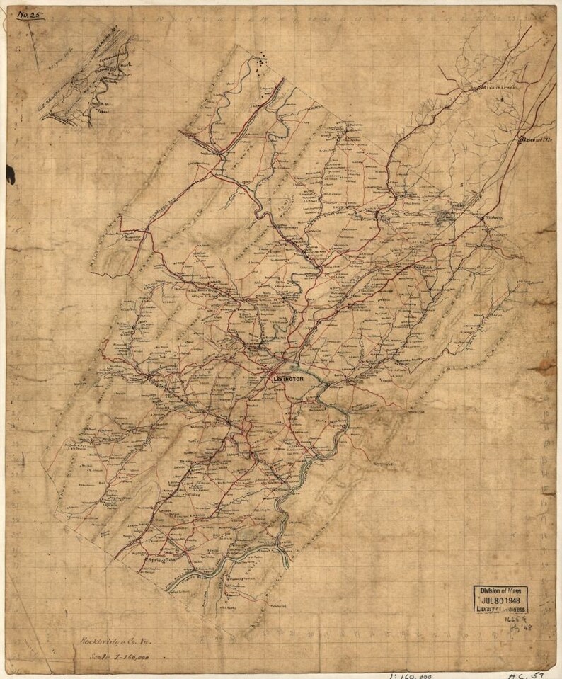 Map 1860 Map Rockbridge Co. Va. County Map Etsy