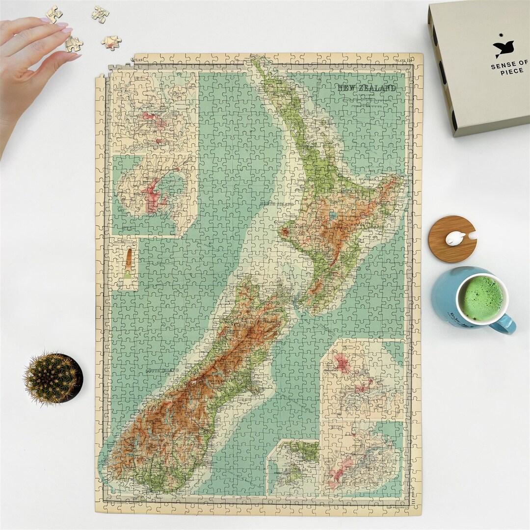 1922 Map of World Atlas New Zealand 1000 Piece Adult Jigsaw Etsy