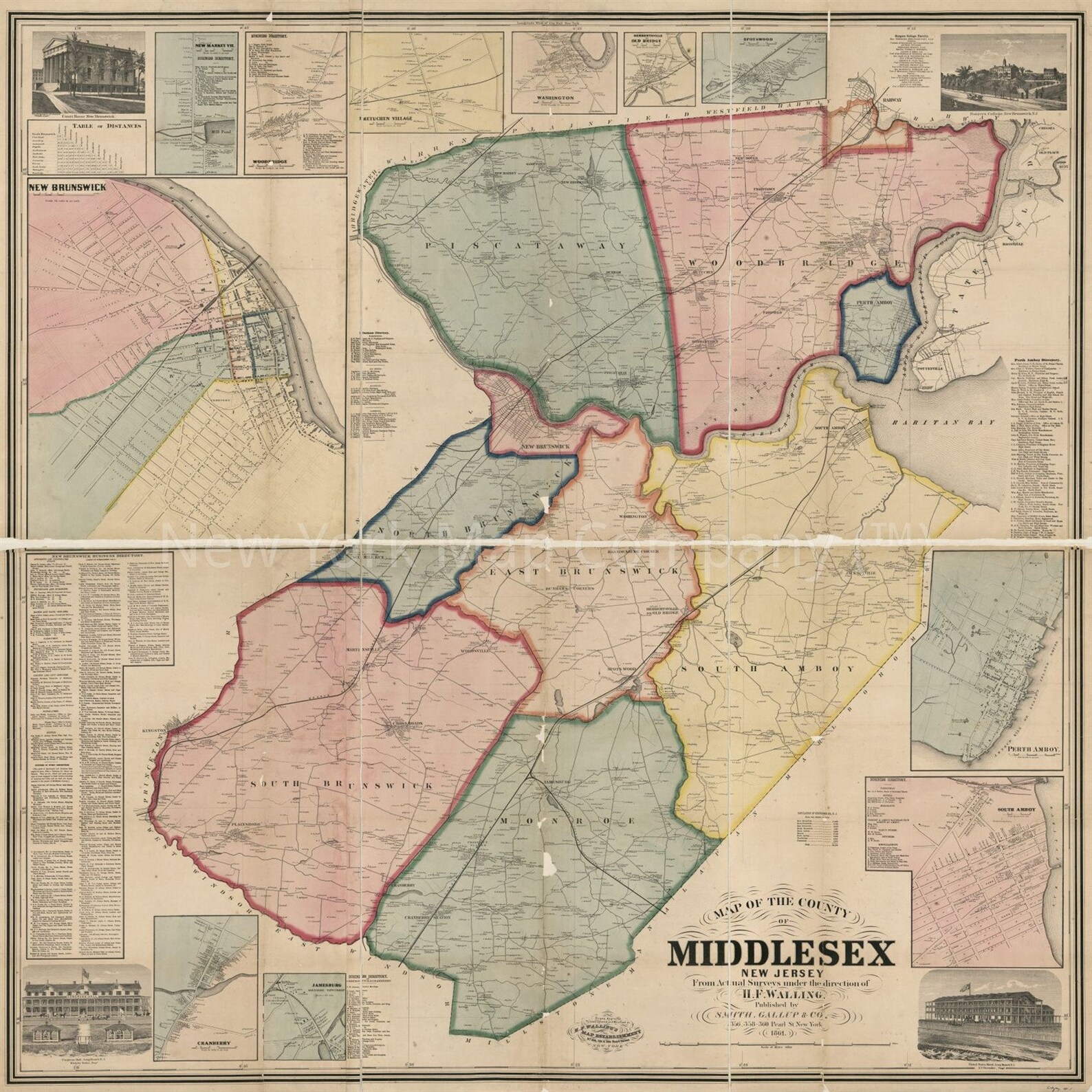 Map 1861 Map of the County of Middlesex New Jersey: From - Etsy