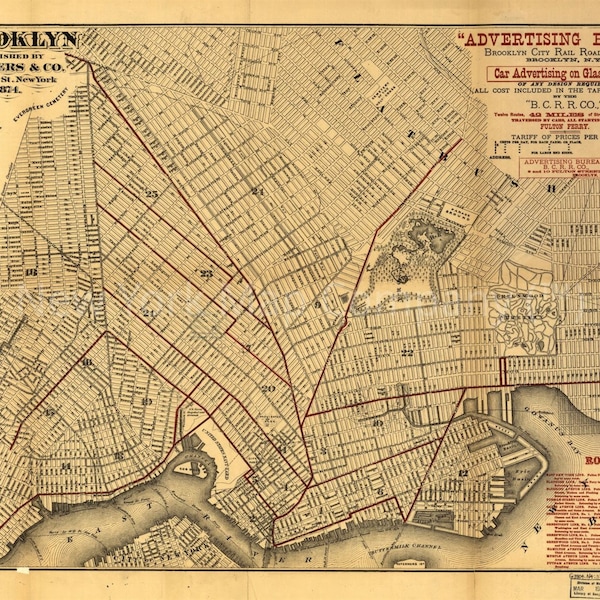 Brooklyn Street Map Etsy brooklyn-street-map-etsy