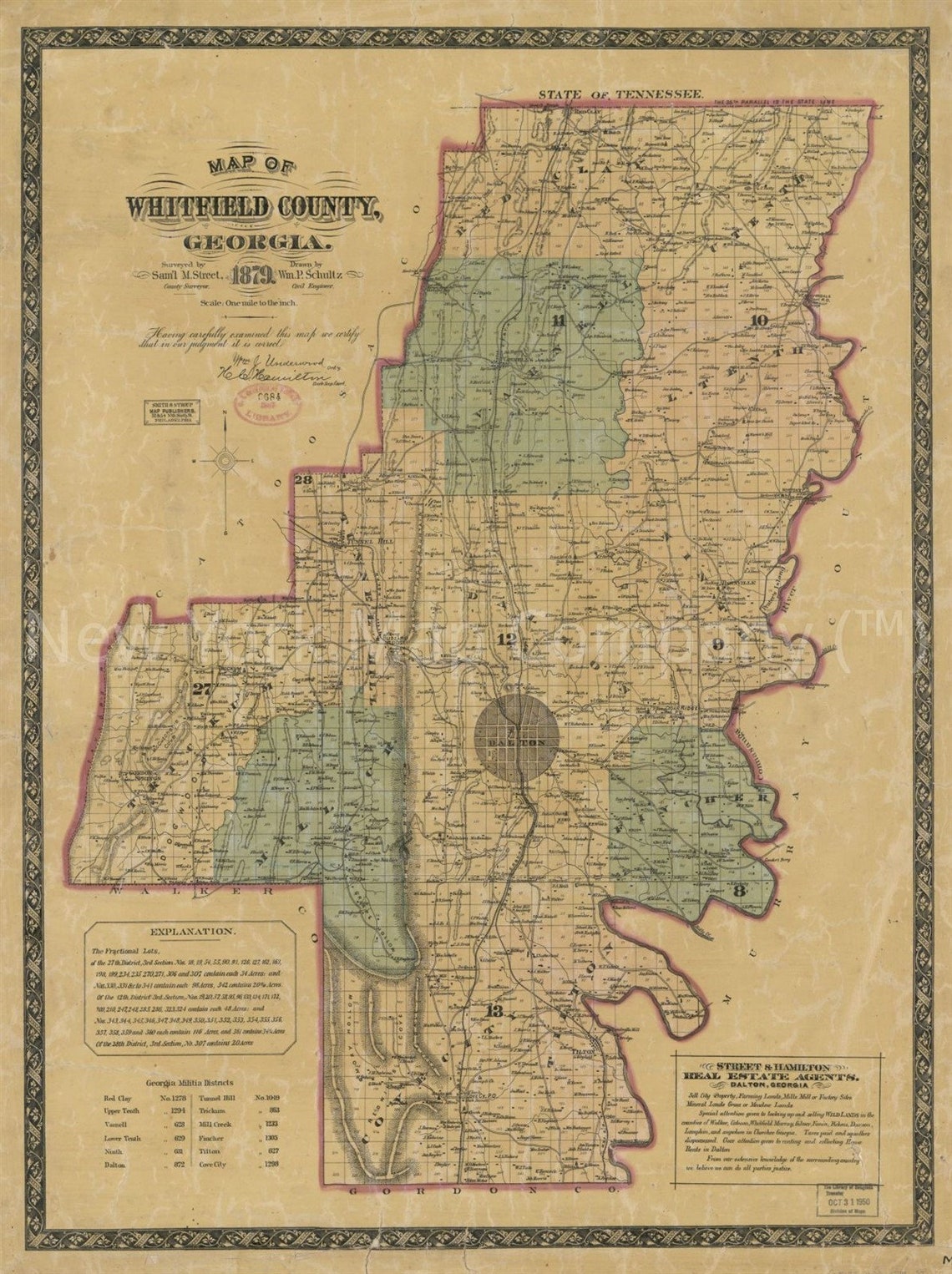 1879 Map of Whitfield County Whitfield County Etsy