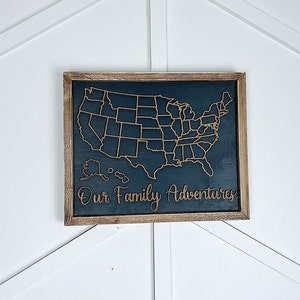 Our Family Adventures, US Sign with states, Map of The USA, mark places your shipped business has shipped to