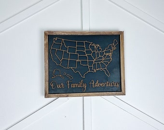 Our Family Adventures, US Sign with states, Map of The USA, mark places your shipped business has shipped to
