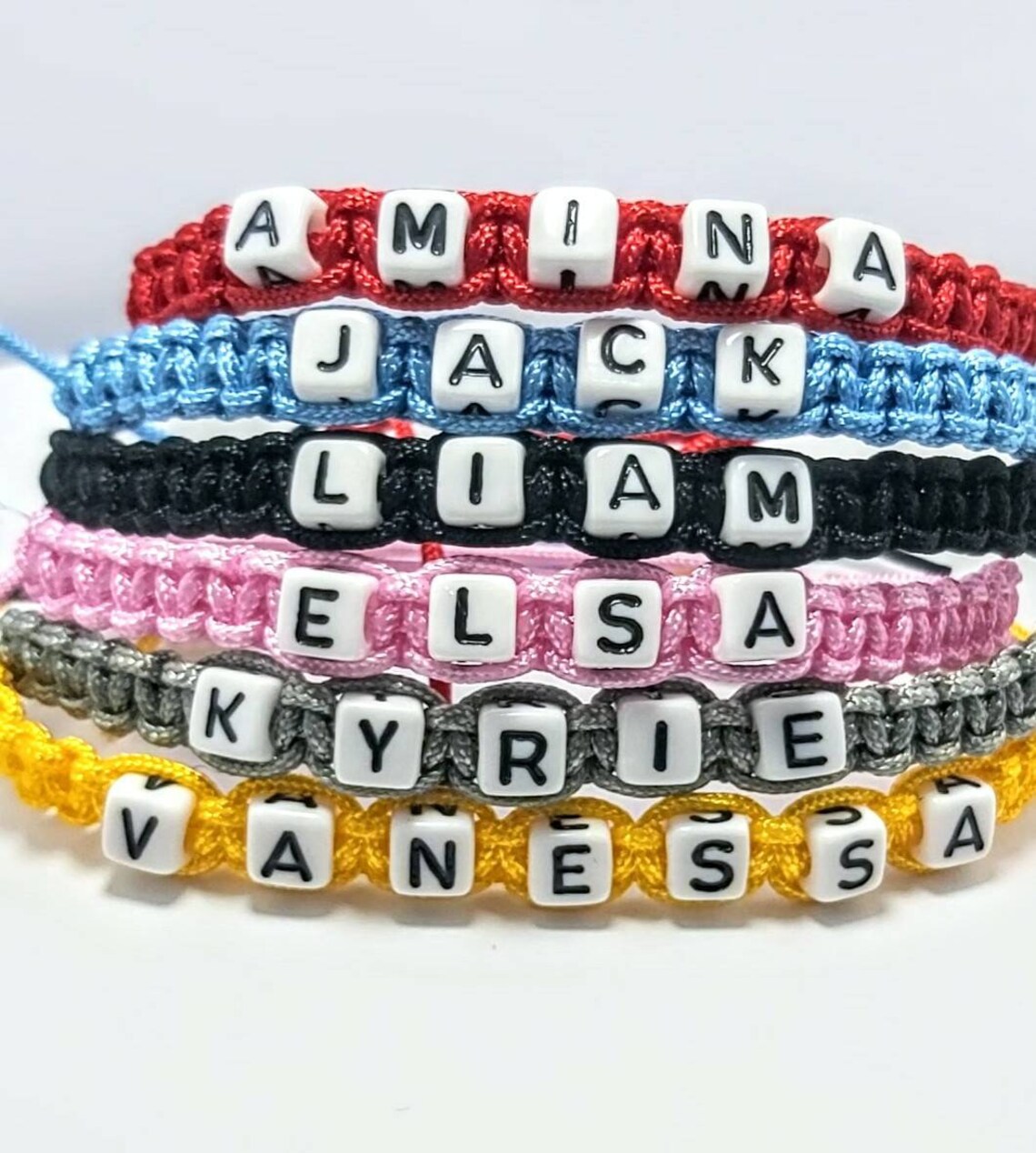 Kids Word Name Bracelet Personalised Woven Name Bracelet Etsy