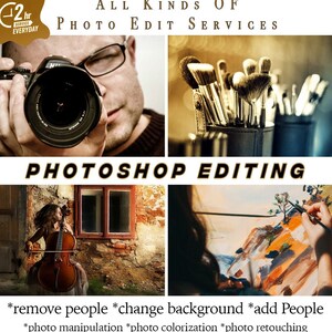 photoshop service add person, remove person or objects from photo, merge photos change background, colorize restore retouch, photoshop print