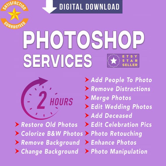 photoshop service - add or remove person/objects from photo, merge photos, change background, restore colorise retouch old photos