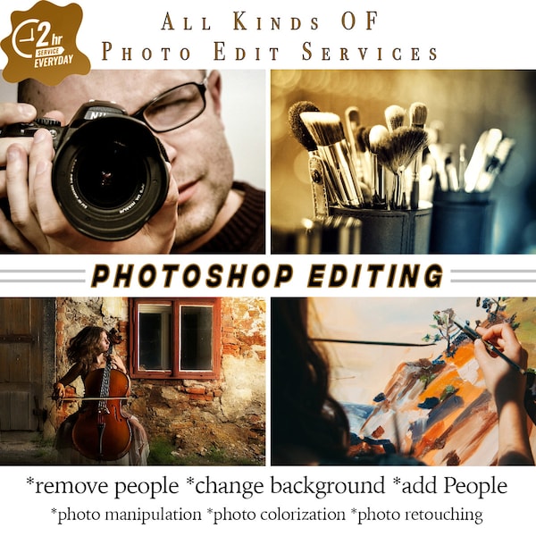 photoshop service add person, remove person or objects from photo, merge photos change background, edit wedding photo